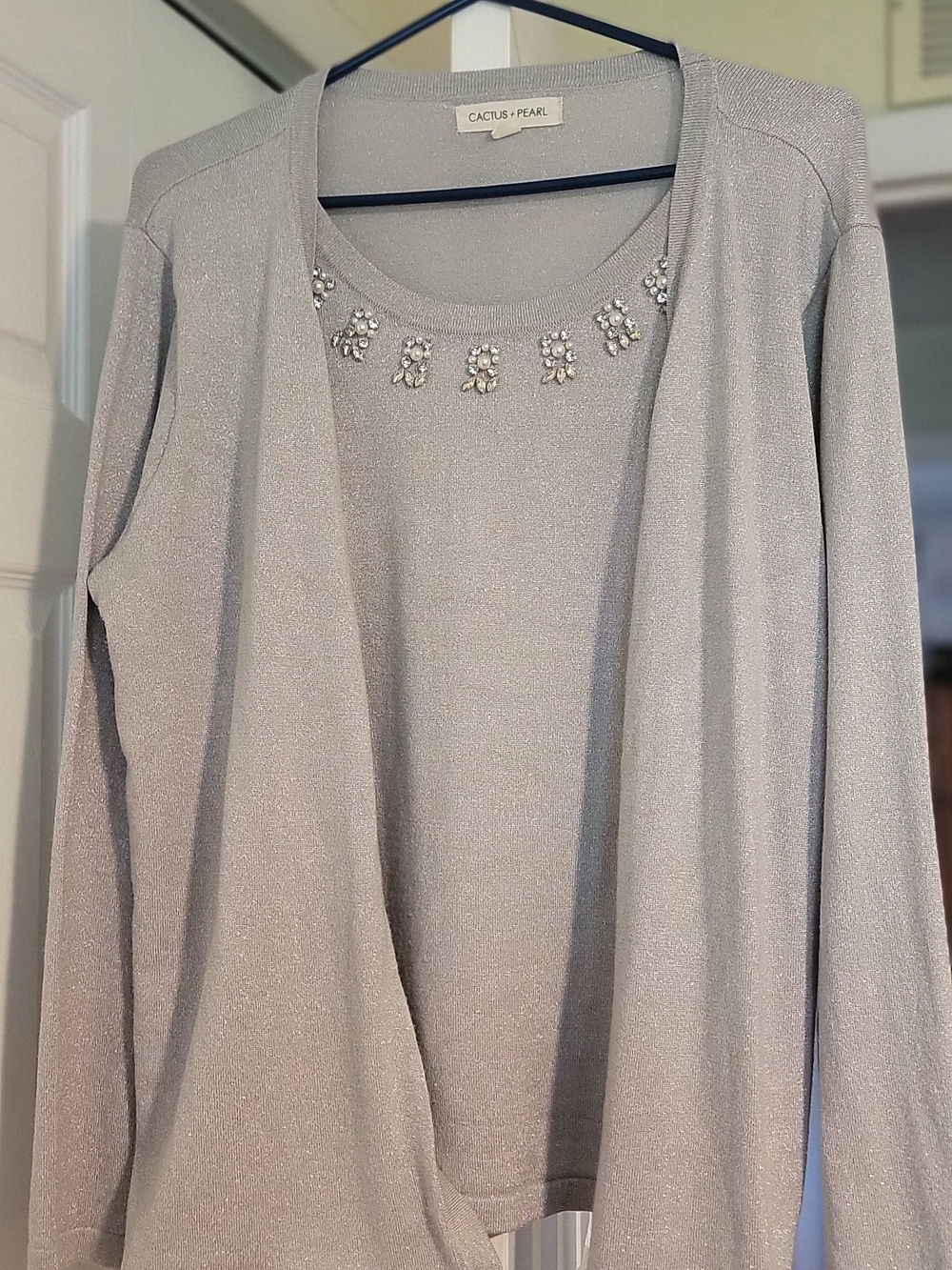 Silver Embellished Women’s Cardigan Sweater